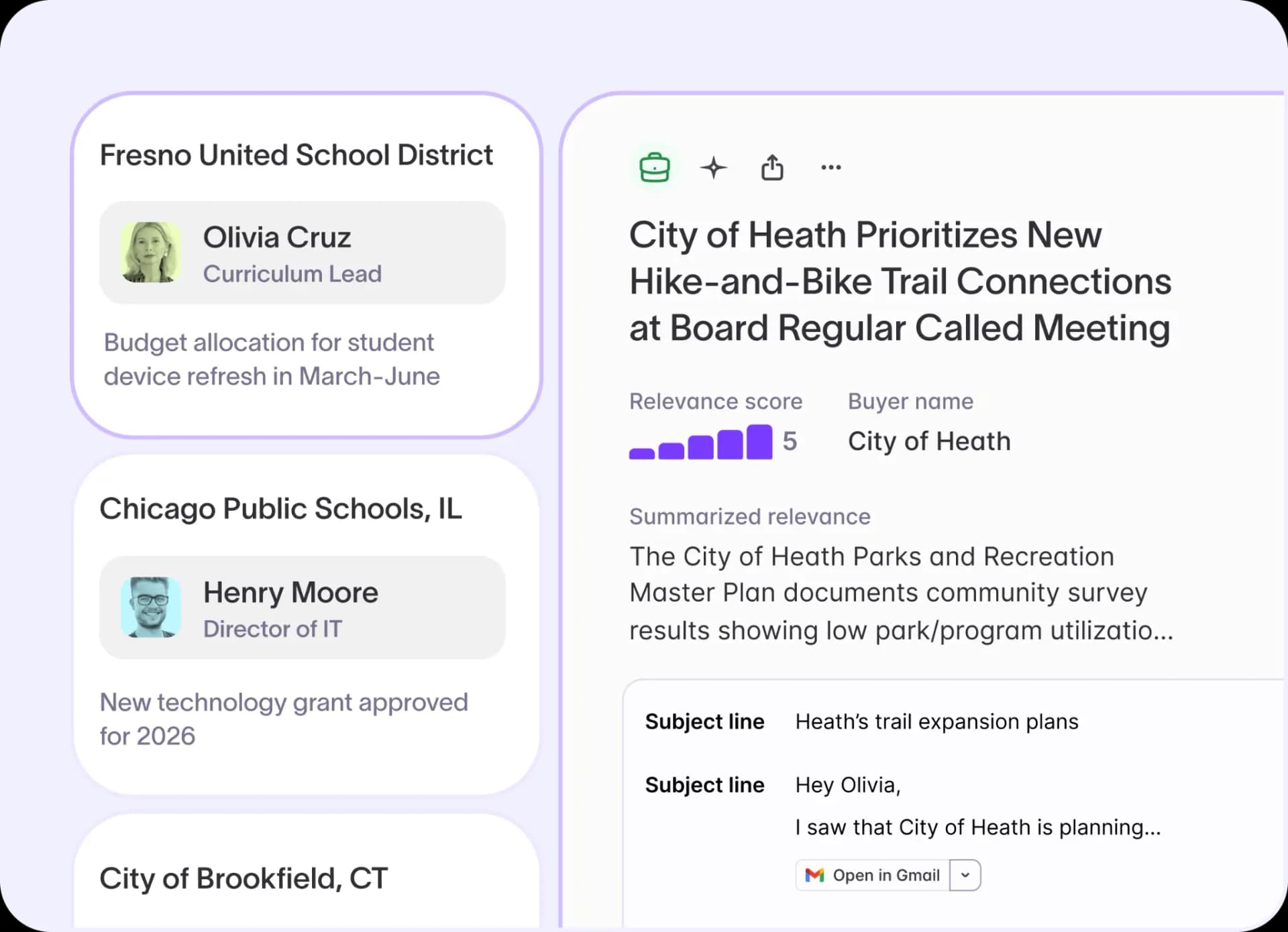Starbridge surfacing relevant buying signals in a lead list